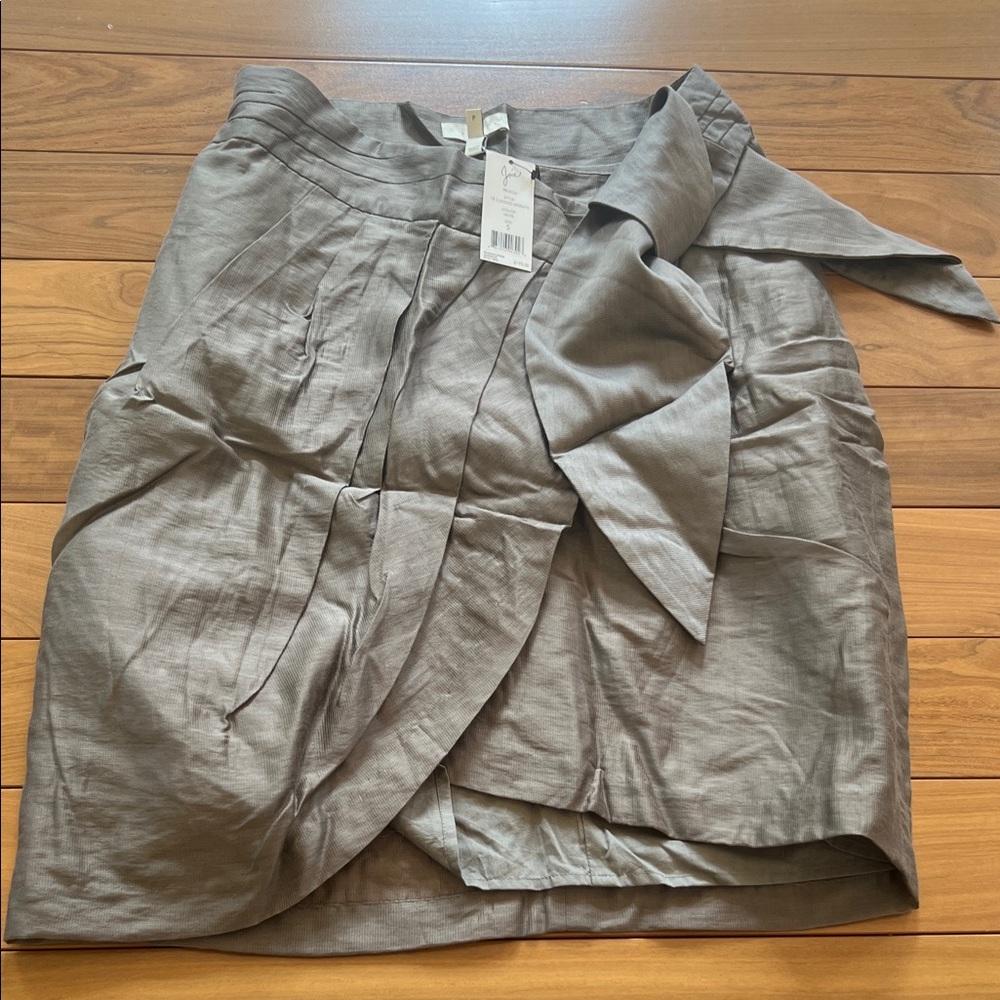 Joie Taupe Asymmetrical Wrap Midi Skirt with Side Tie | Size S